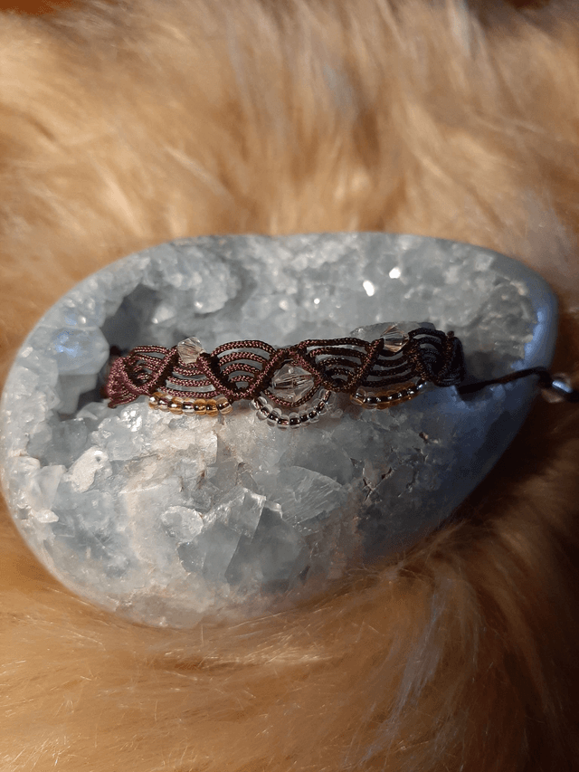 BRACELET MACRAME AUBERGINE