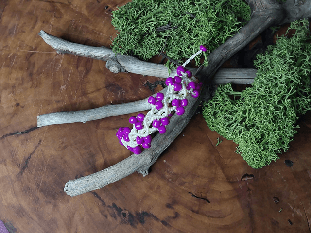 BRACELET MACRAME ECRU/ROSE