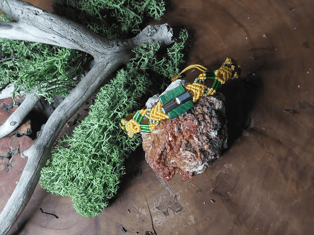 BRACELET MACRAME VERT/JAUNE