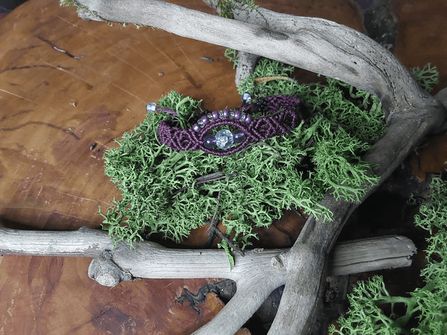 BRACELET MACRAME AUBERGINE